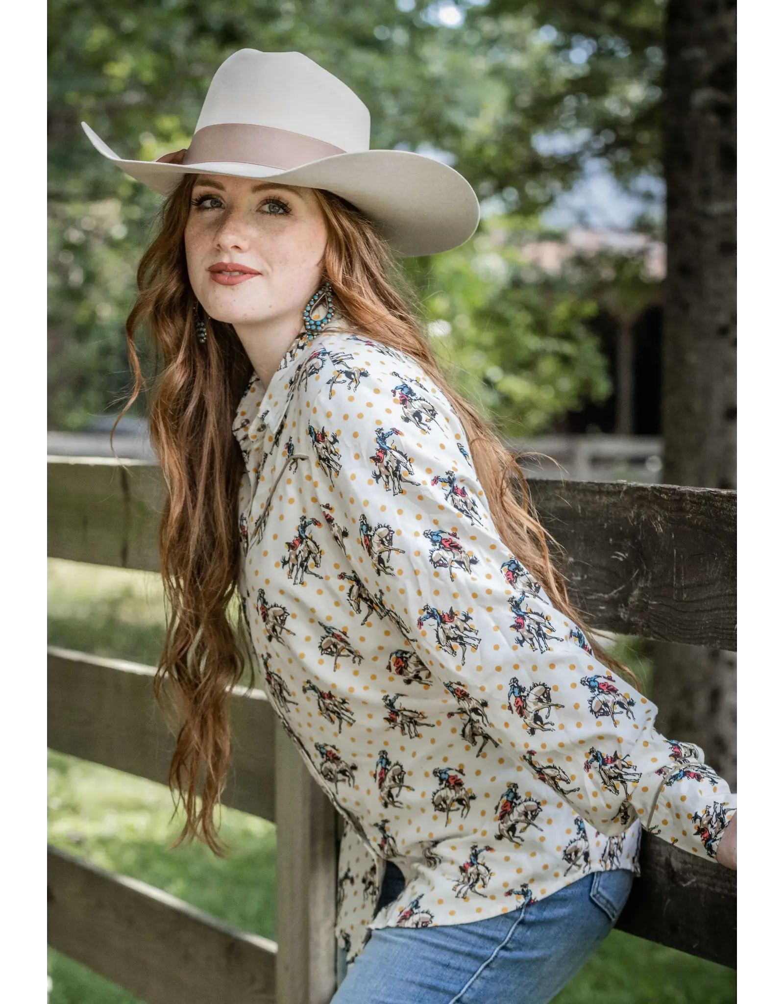 Buckaroo Betty Long Sleeve Pearl Snap Ivory