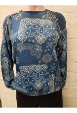 Bandana Print Studded Shoulder Top Navy