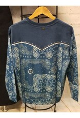 Bandana Print Studded Shoulder Top Navy