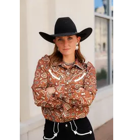 Howdy Hanny Brown Bandana Pearl Snap Long Sleeve Shirt