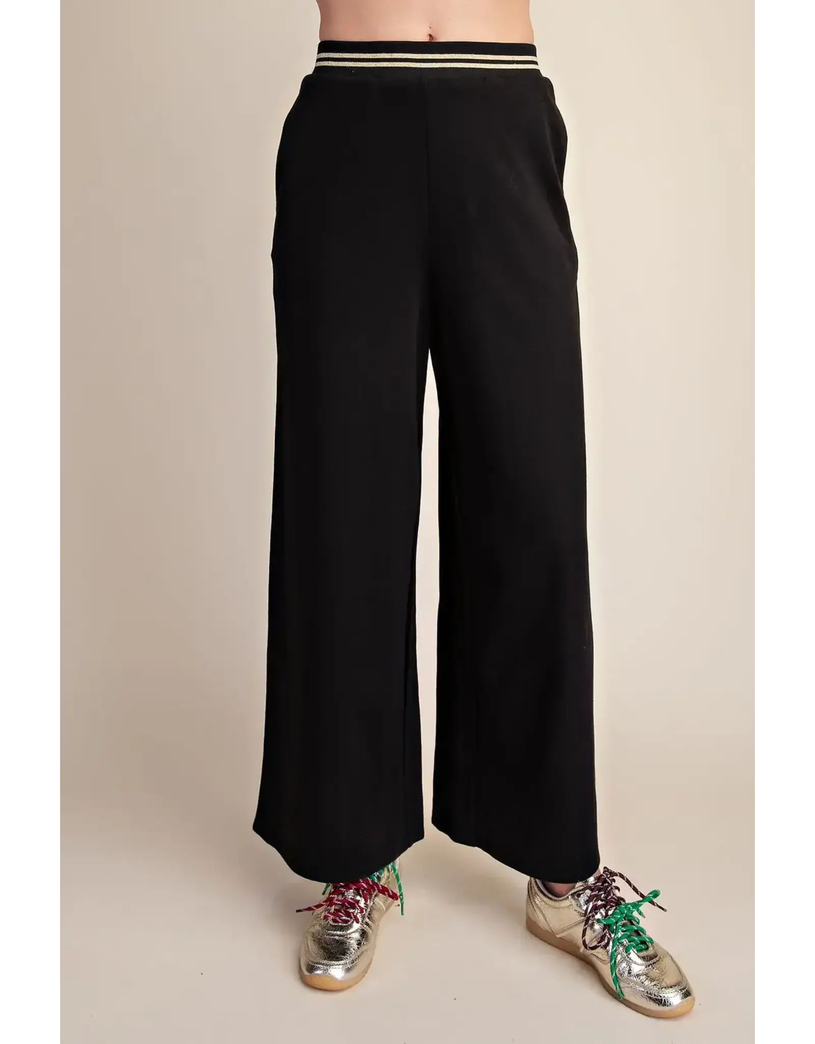 Whitney Black Wide Leg Sweatpants