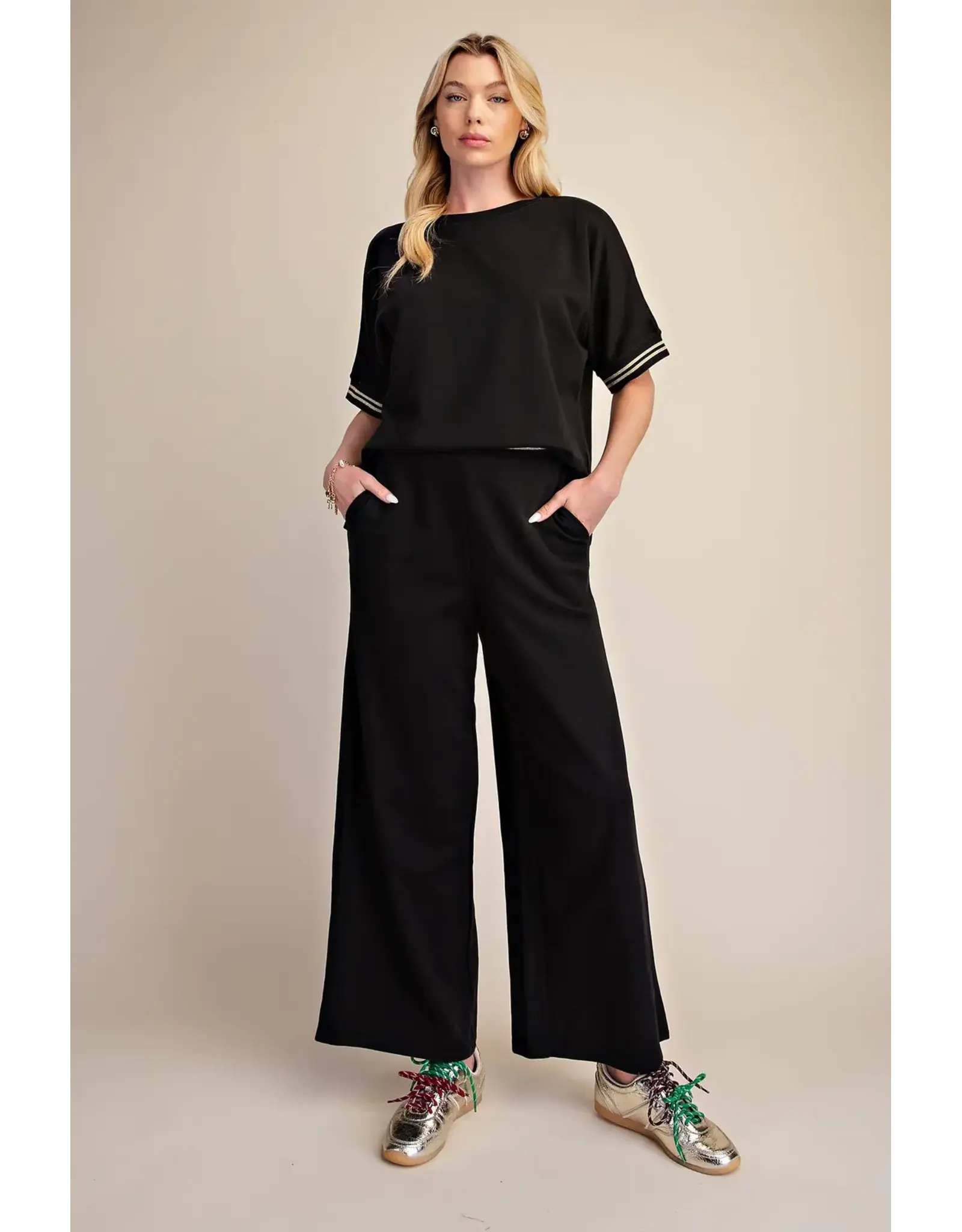 Whitney Black Wide Leg Sweatpants