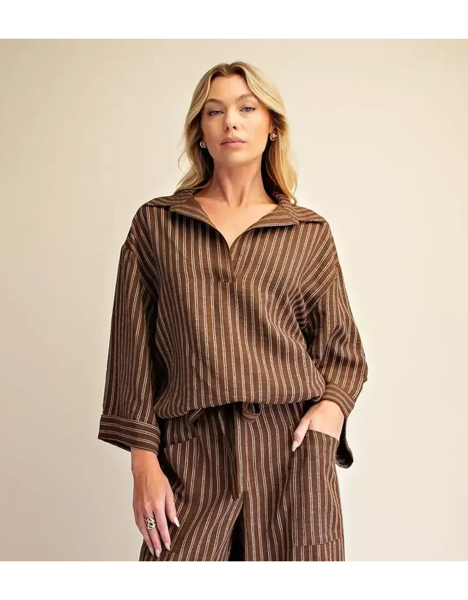 Winston Brown Stripe Top