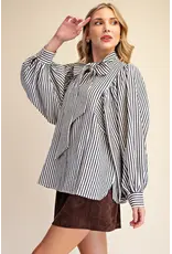 Wyatt Blue Stripe Bow Shirt