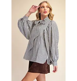 Wyatt Blue Stripe Bow Shirt