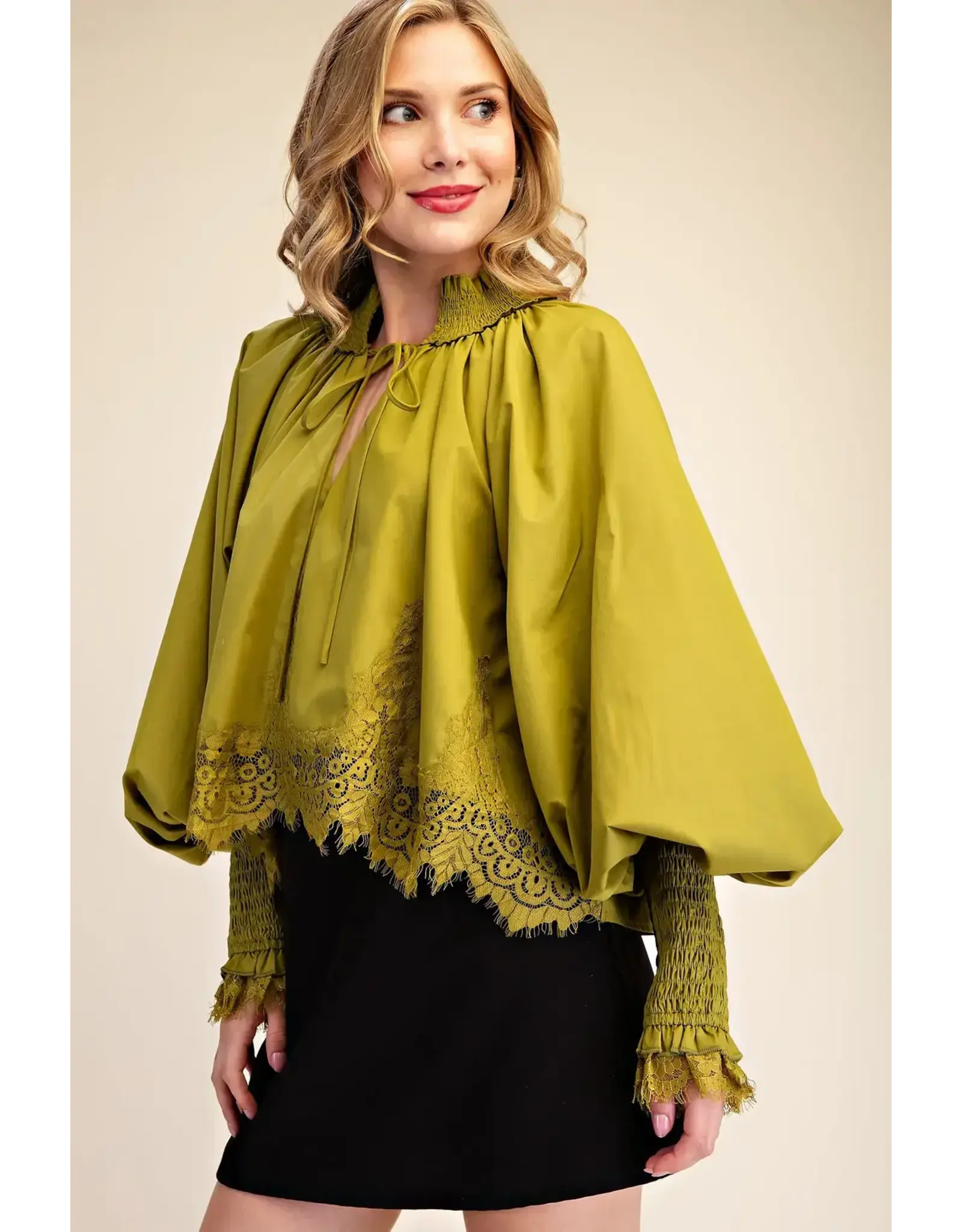 Wylder Olive Lace Blouse