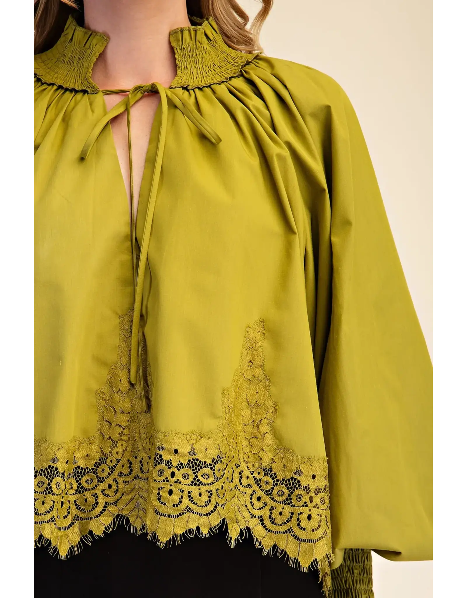Wylder Olive Lace Blouse