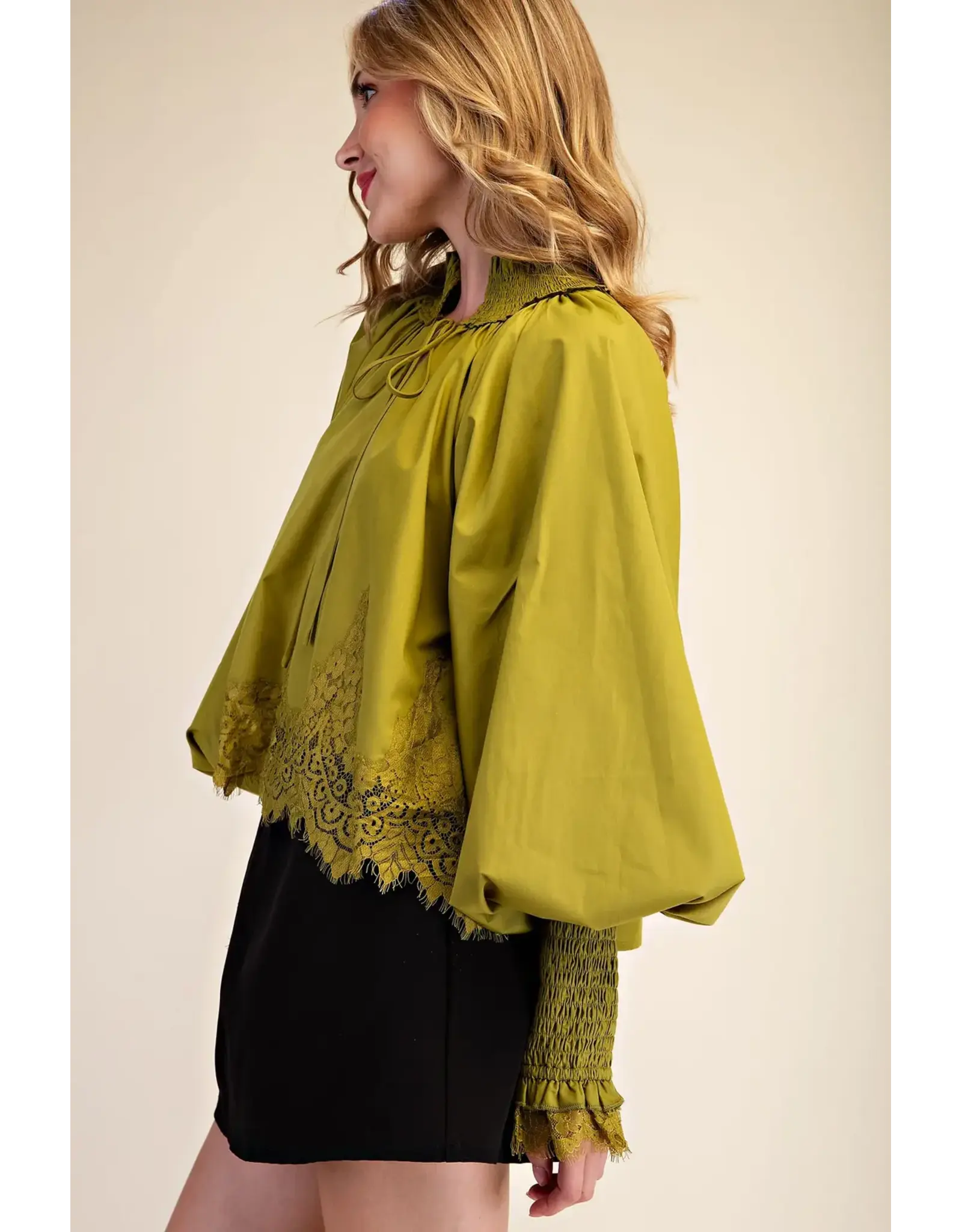 Wylder Olive Lace Blouse