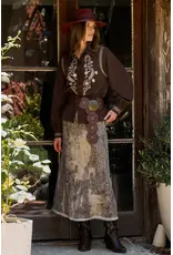 Eliza Embroidered Brown Coduroy Western Shirt