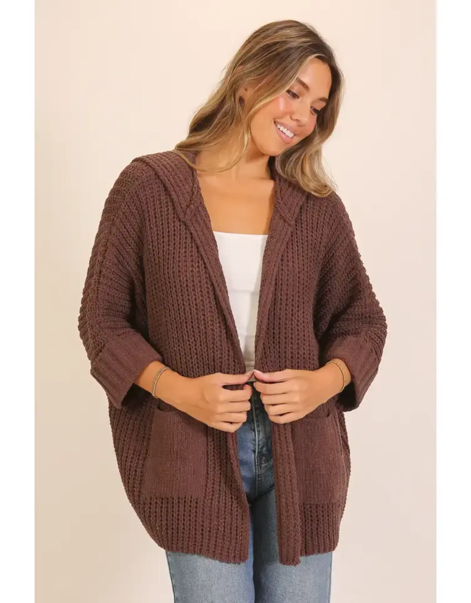 Charlie Chunky Knit Hooded Cream Cardigan