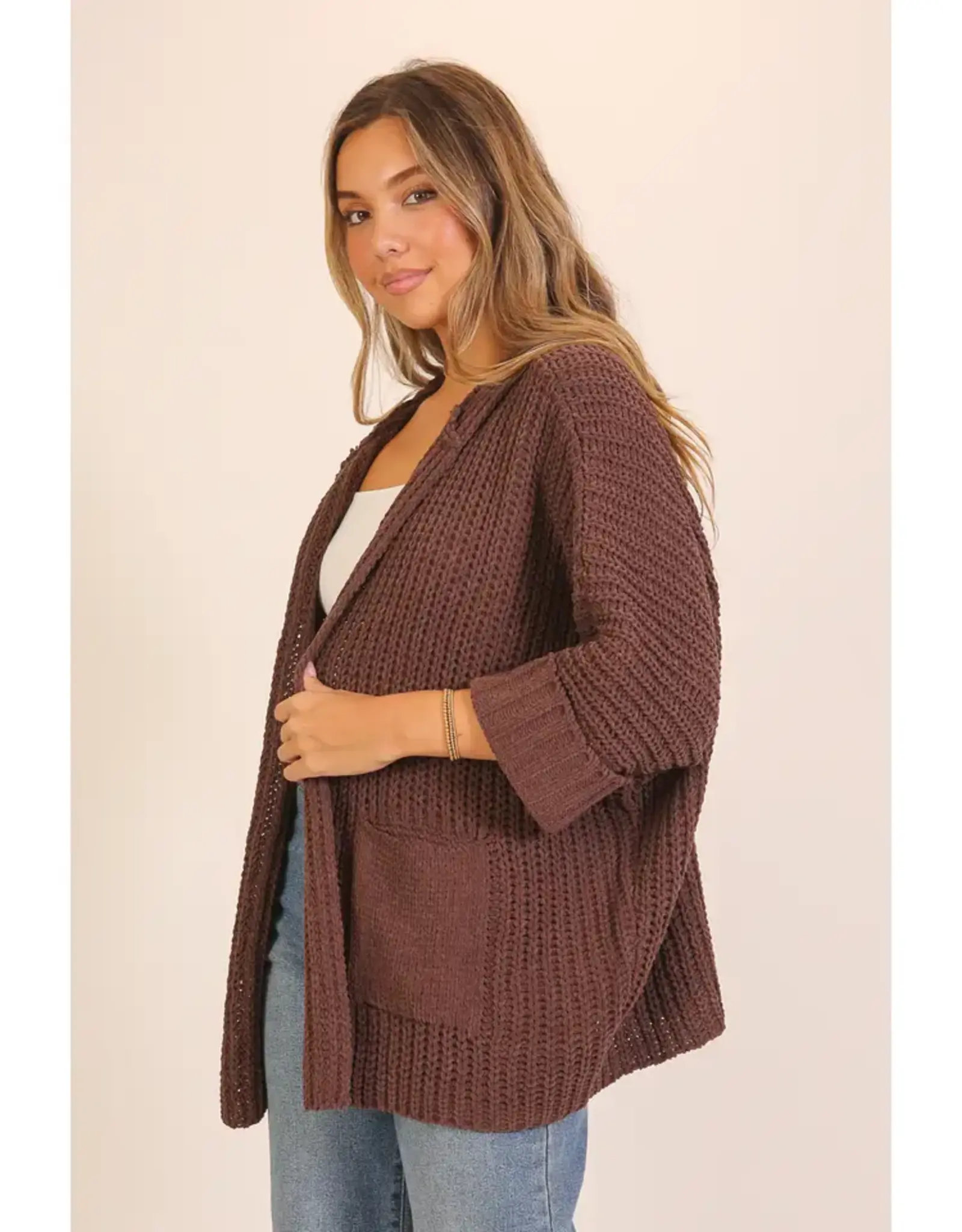 Charlie Chunky Knit Hooded Cream Cardigan