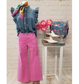 Holly Ruffle Cap Sleeve Denim Shirt