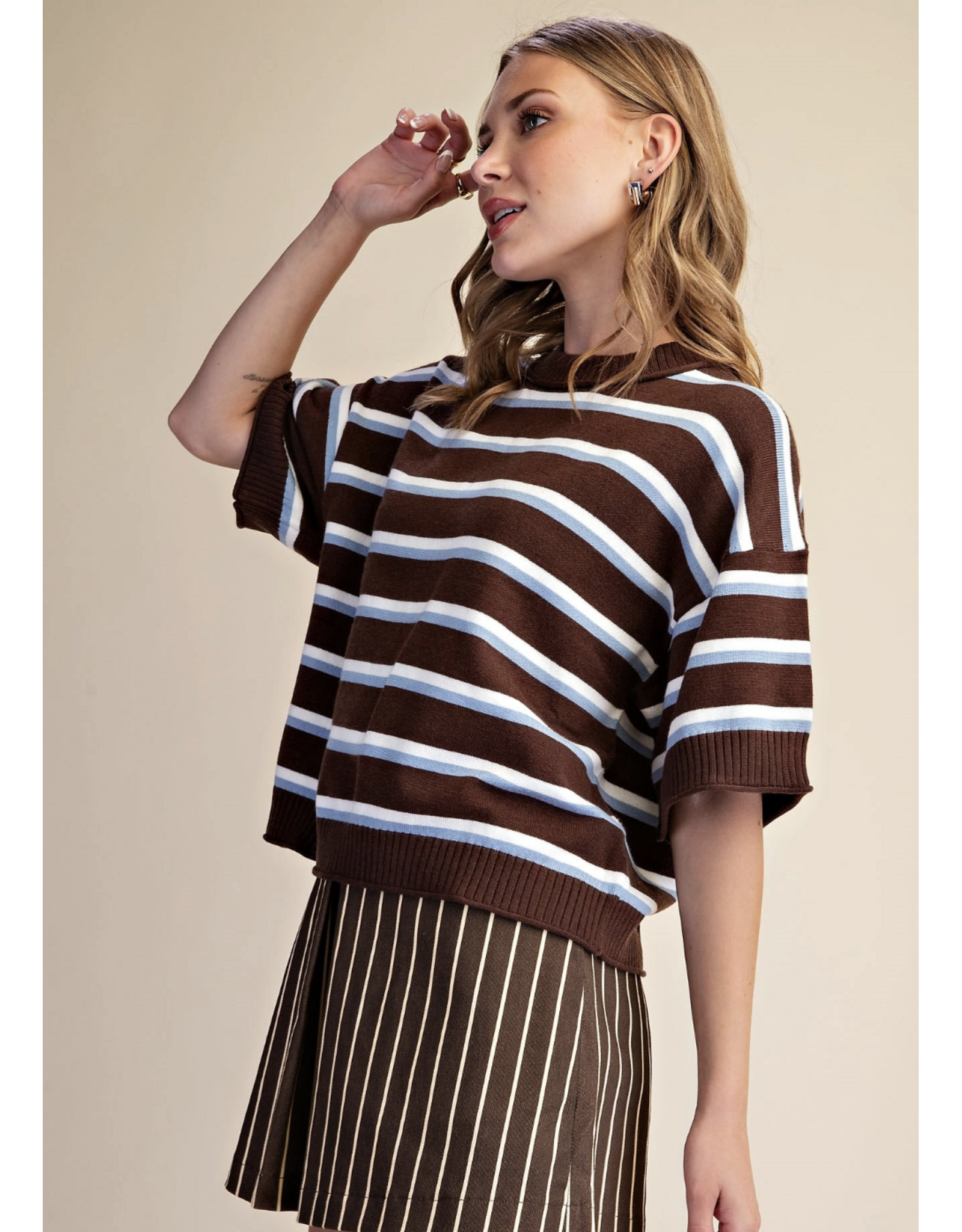 Winnie Brown Stripe Sweater