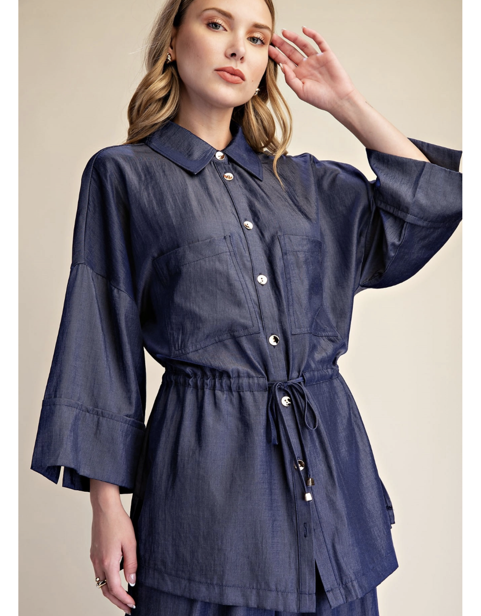 Wren Indigo Adjustable Waist Shirt