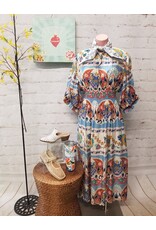 Nahla Smocked Blue Waist Midi Dress