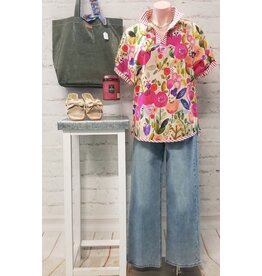 Taryn Floral Print Top Fushcia Mix
