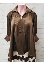 Walker Brown Half Zip Blouse
