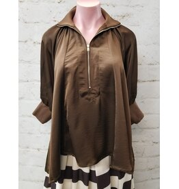 Walker Brown Half Zip Blouse