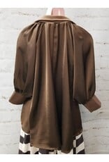 Walker Brown Half Zip Blouse