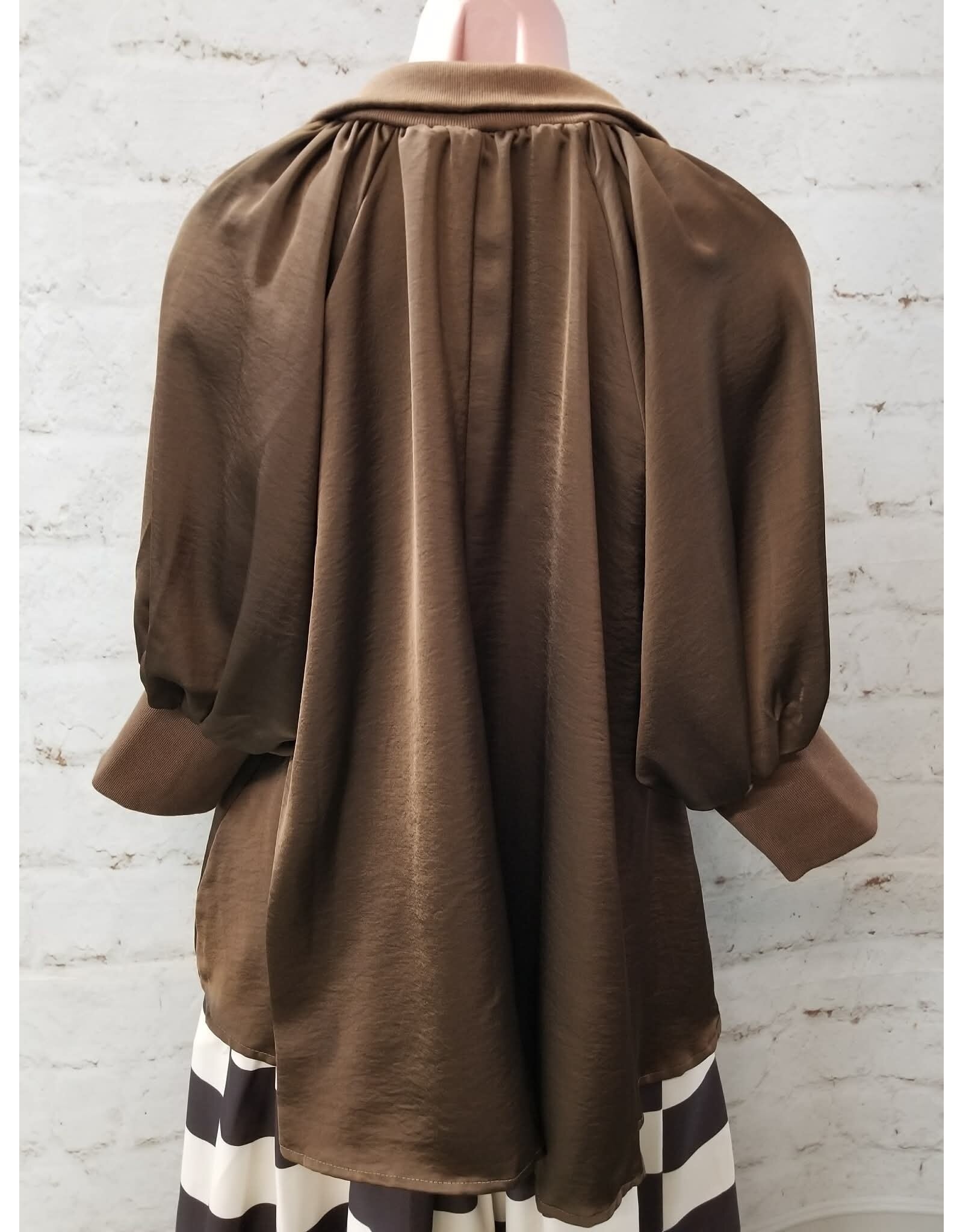 Walker Brown Half Zip Blouse