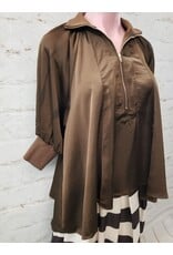 Walker Brown Half Zip Blouse