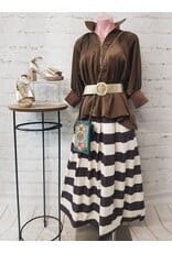 Walker Brown Half Zip Blouse