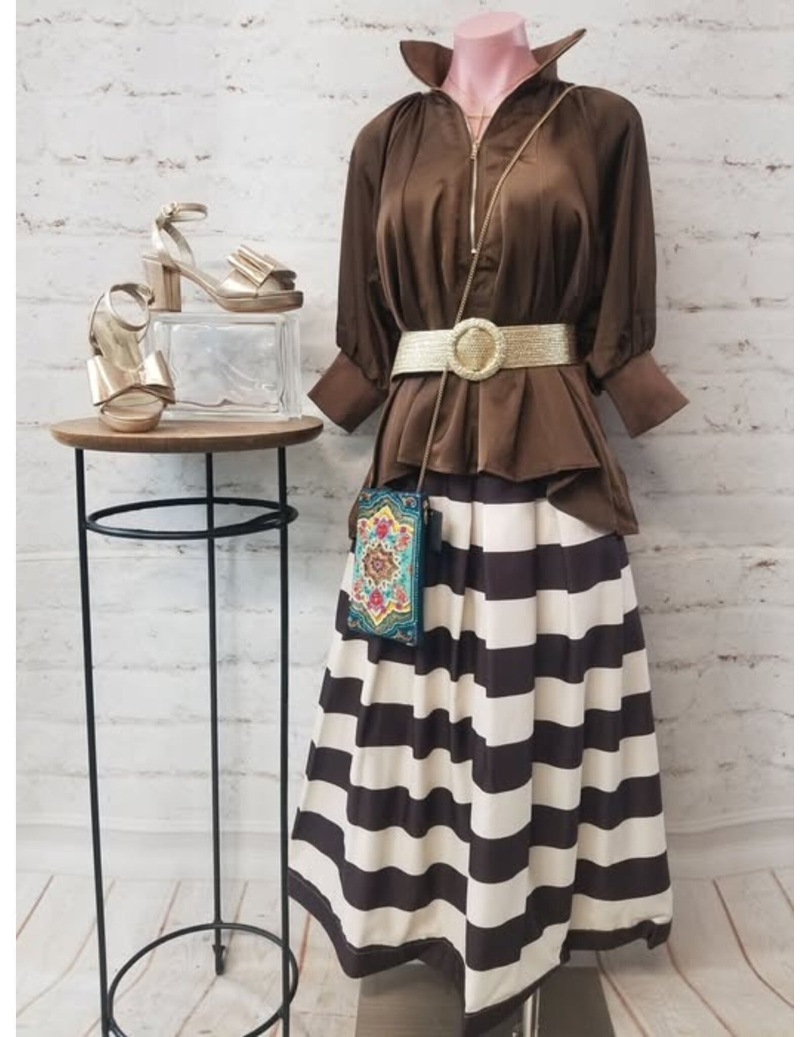 Walker Brown Half Zip Blouse