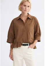 Wells Ruffle Hem Brown Shirt