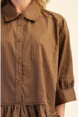 Wells Ruffle Hem Brown Shirt