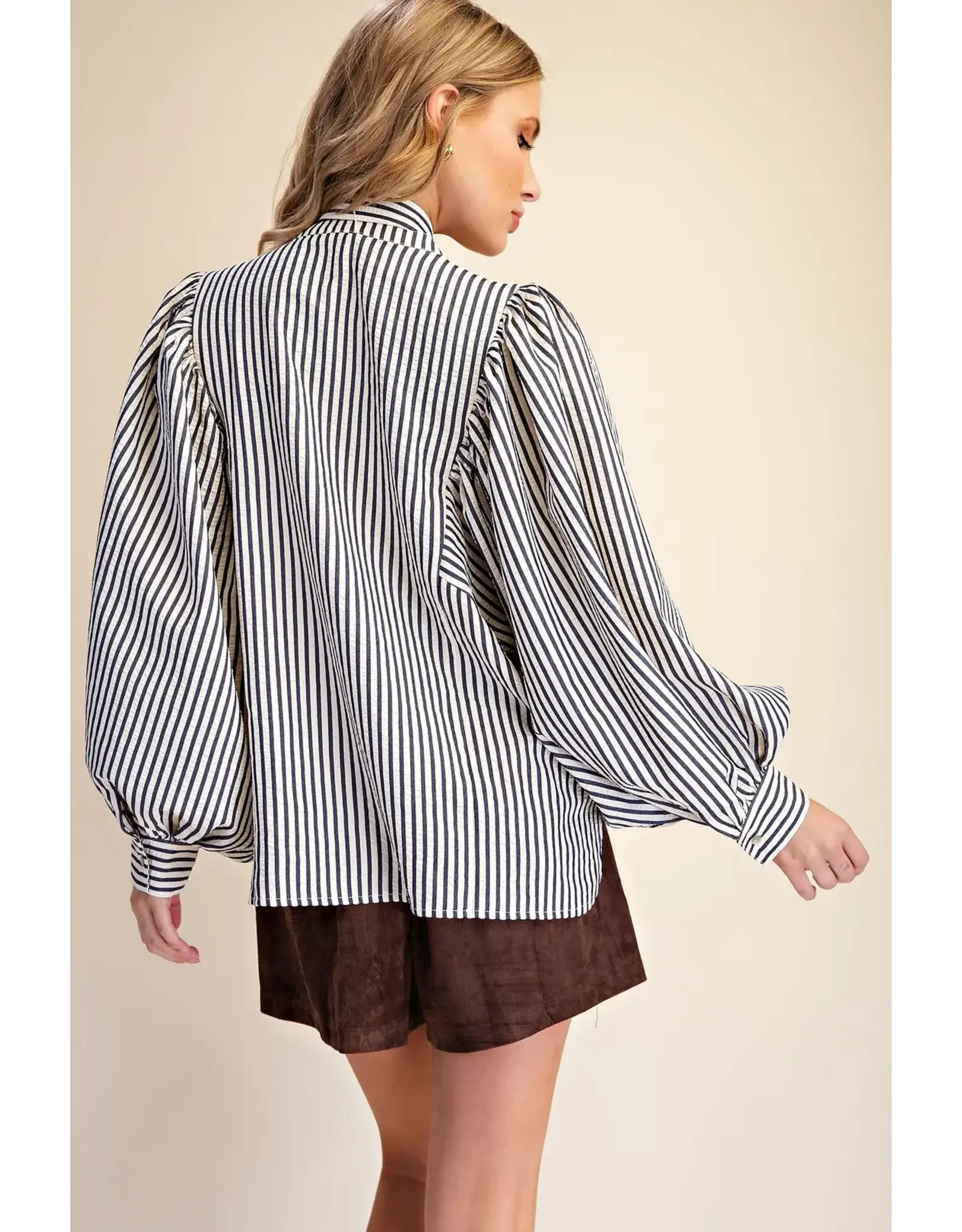 Wyatt Blue Stripe Bow Shirt