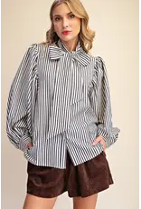 Wyatt Blue Stripe Bow Shirt