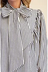 Wyatt Blue Stripe Bow Shirt