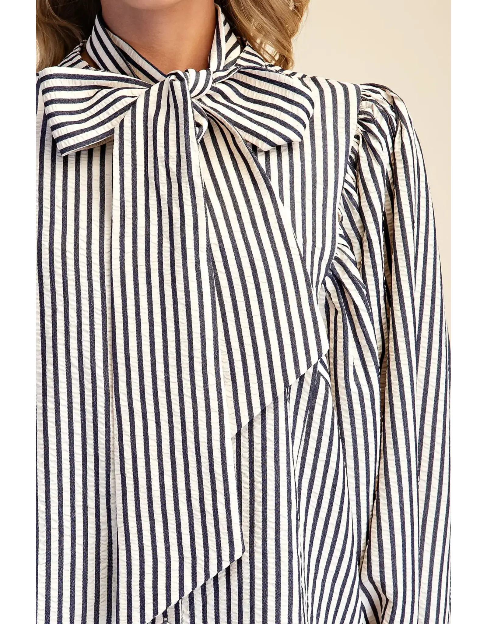 Wyatt Blue Stripe Bow Shirt