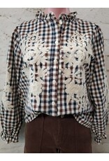 Farah Embroidered Gingham Blouse