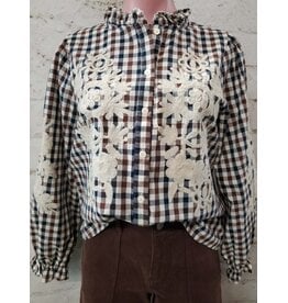 Farah Embroidered Gingham Blouse
