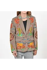 Western Grey Embroidered Blazer