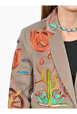 Western Grey Embroidered Blazer