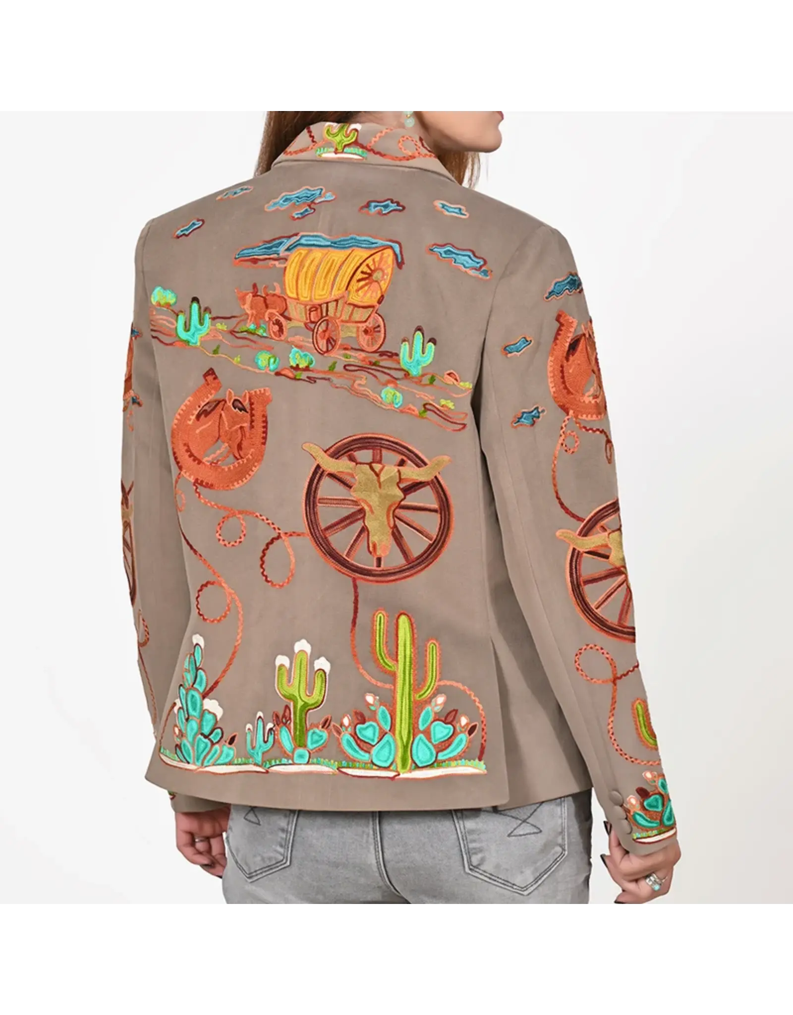 Western Grey Embroidered Blazer