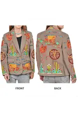 Western Grey Embroidered Blazer