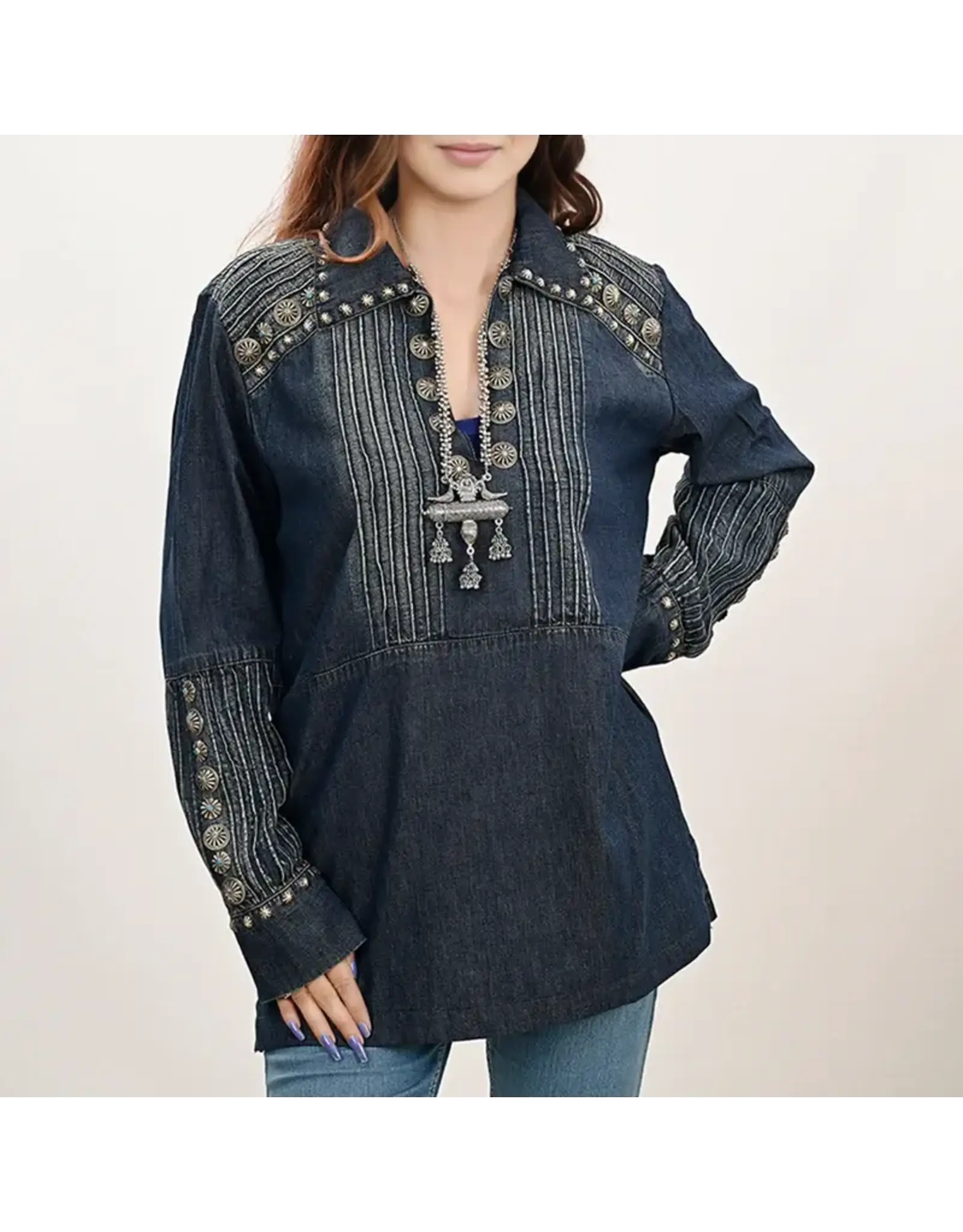 Silver Stud Blue Denim Tunic