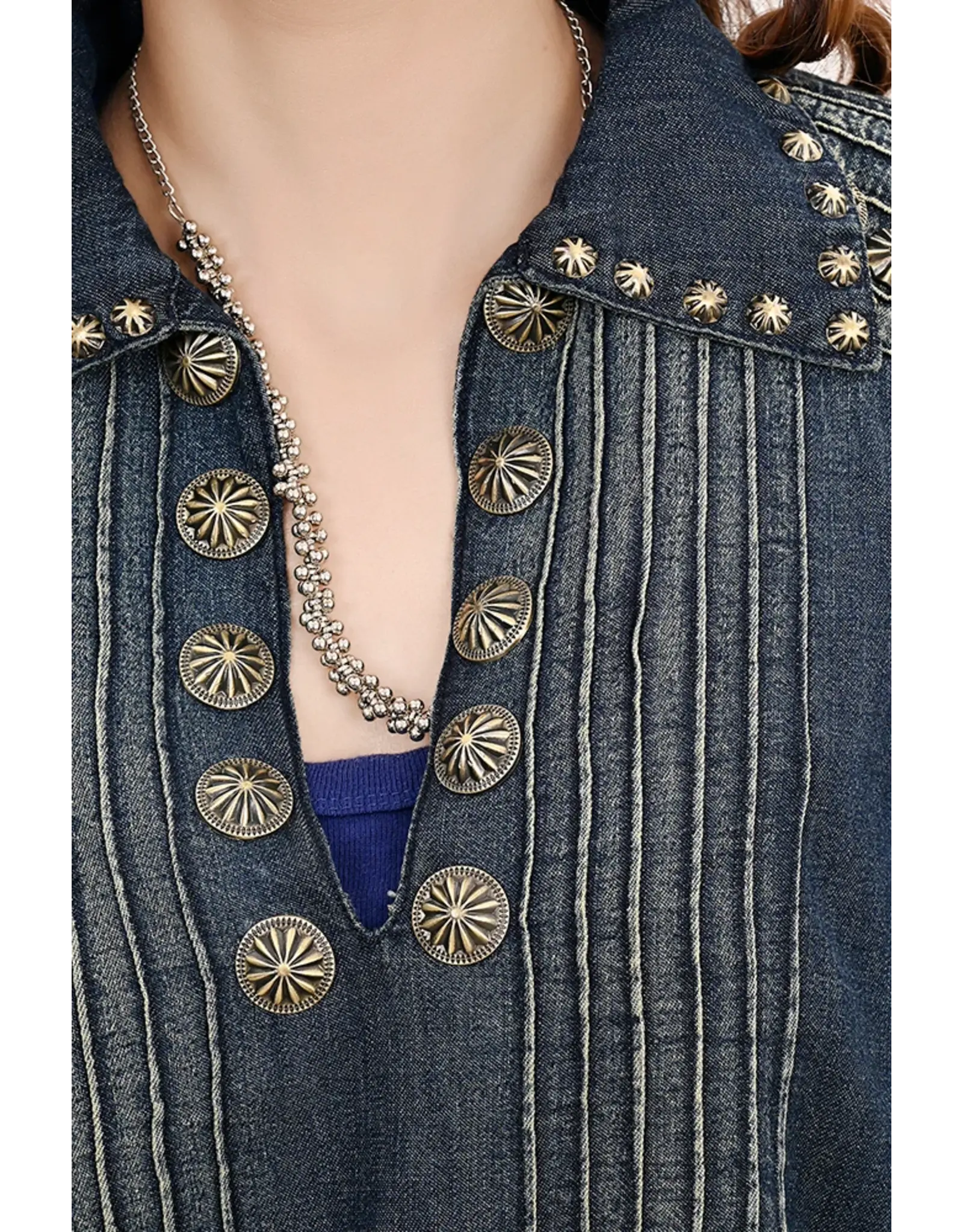 Silver Stud Blue Denim Tunic
