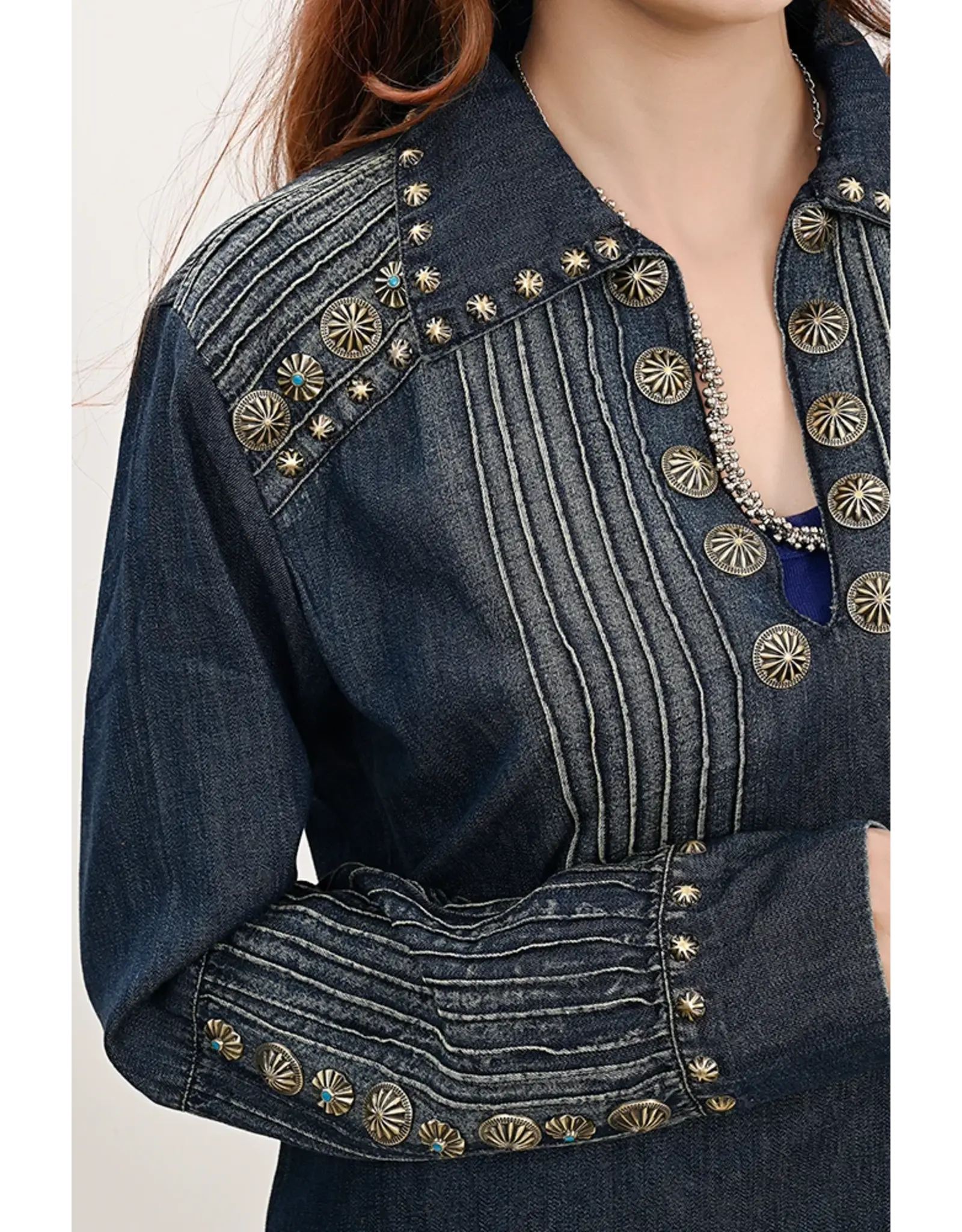 Silver Stud Blue Denim Tunic