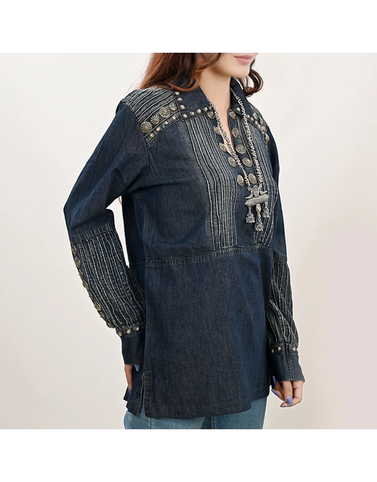 Silver Stud Blue Denim Tunic
