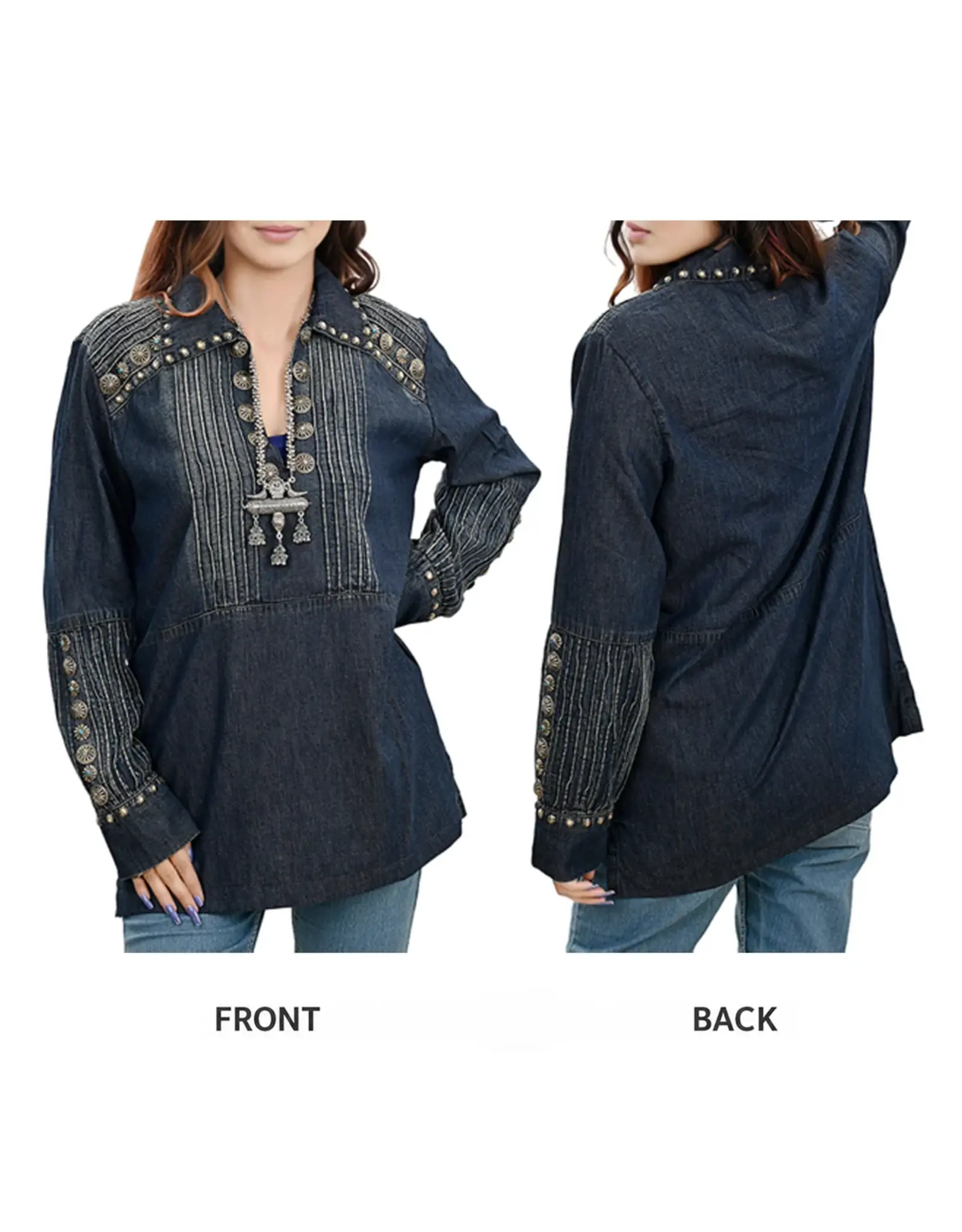 Silver Stud Blue Denim Tunic