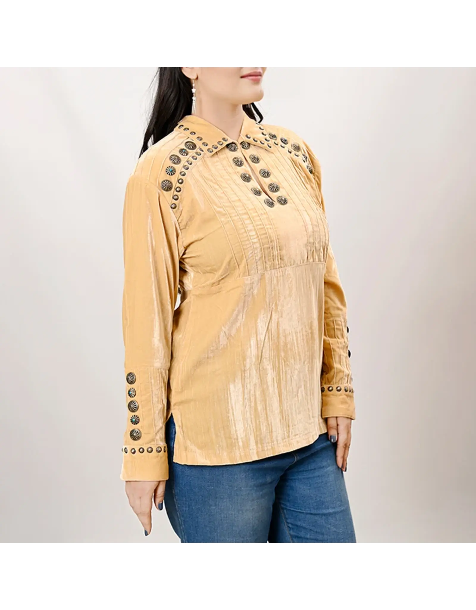 Silver Stud Antique Ivory Velvet Tunic