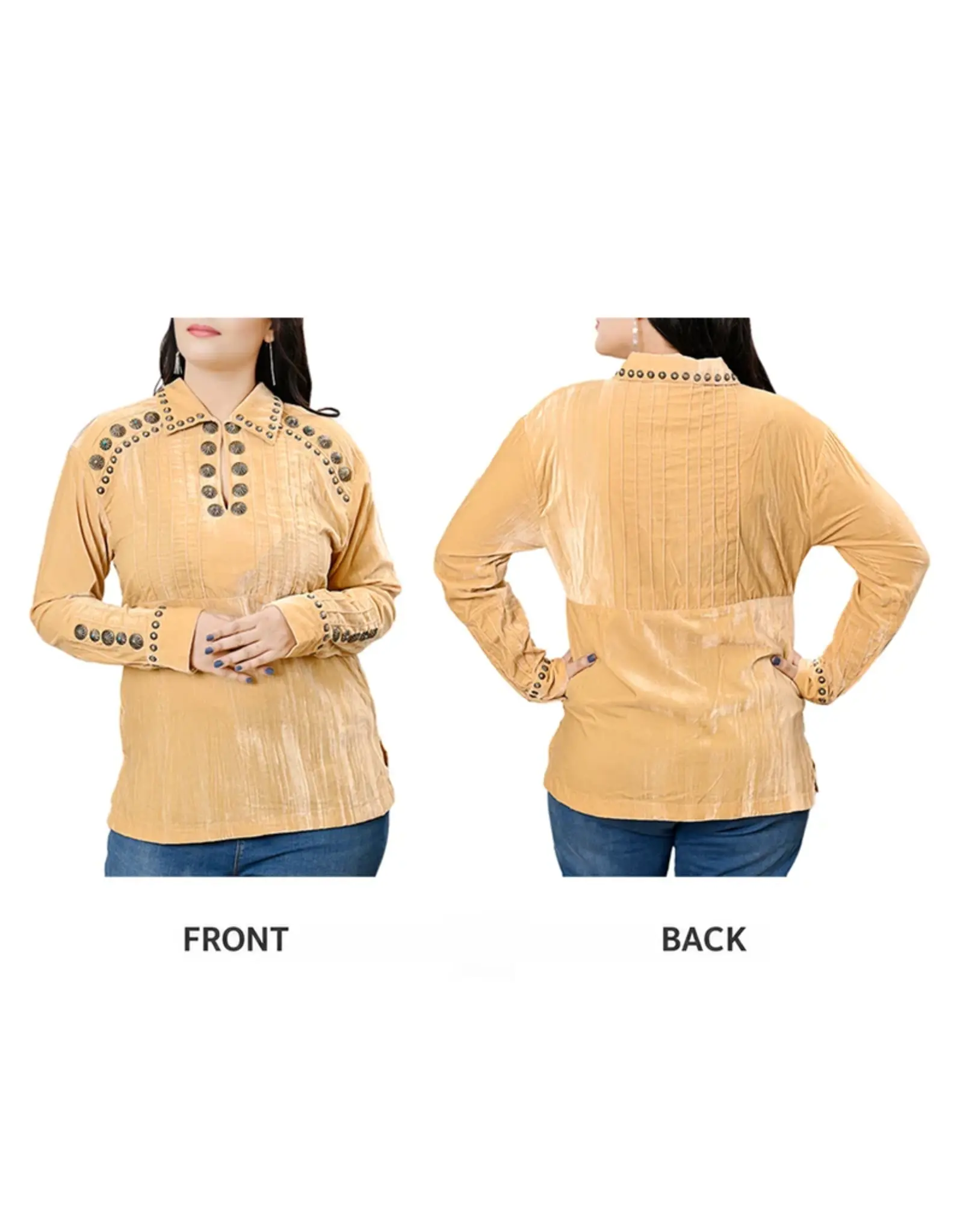Silver Stud Antique Ivory Velvet Tunic