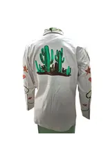 Western Ivory Embroidered Cowboy Motif Shirt