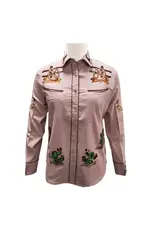 Western Blush Pink Embroidered Shirt