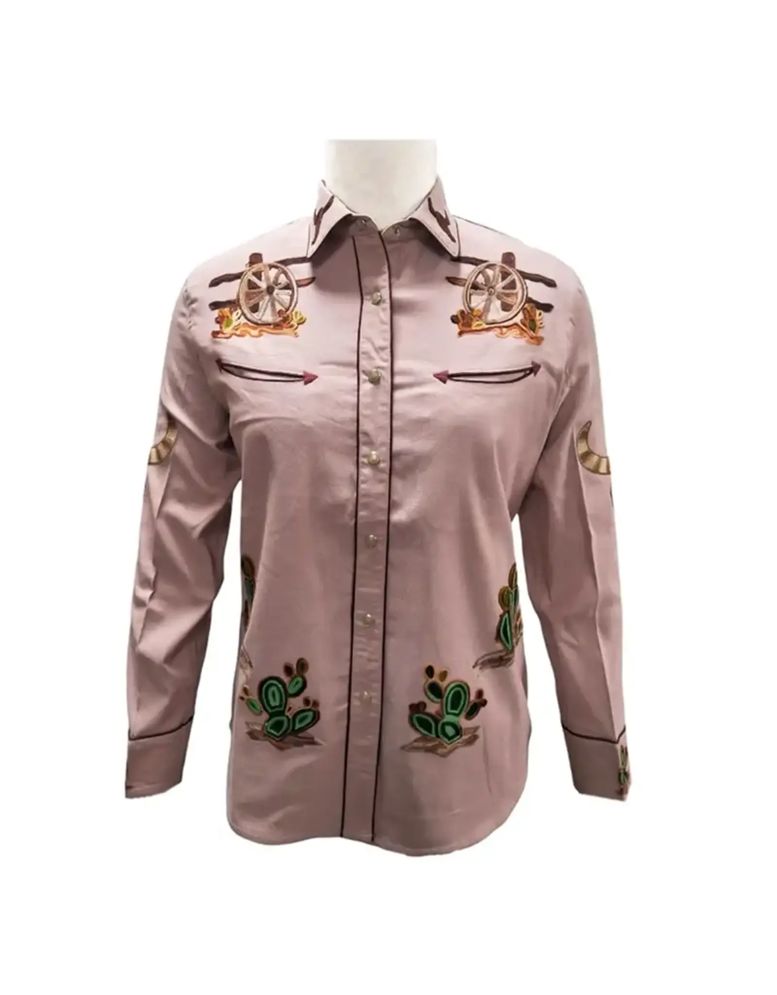 Western Blush Pink Embroidered Shirt