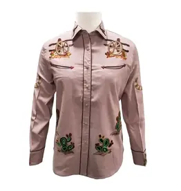 Western Blush Pink Embroidered Shirt